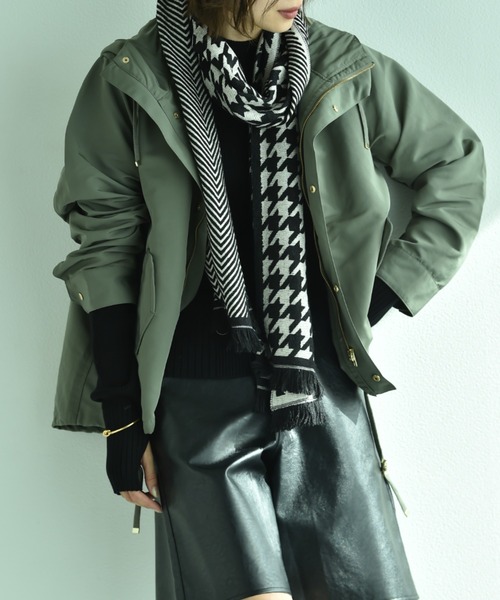 INTERPLANET（インタープラネット）の「千鳥＆シェブロン切替ストール（ストール/ショール・レディース・ブラウン/ブラック・フリー）」の14枚目の写真