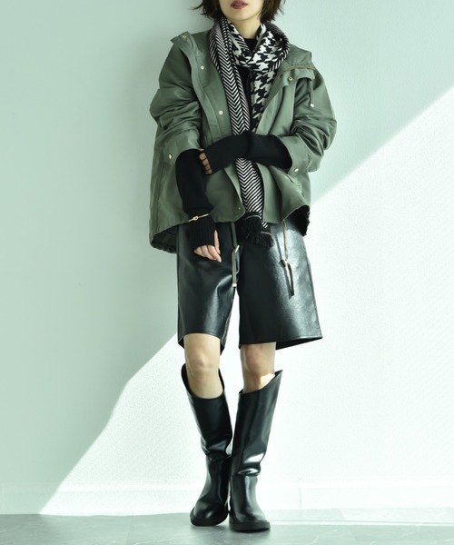 INTERPLANET（インタープラネット）の「千鳥＆シェブロン切替ストール（ストール/ショール・レディース・ブラウン/ブラック・フリー）」の15枚目の写真