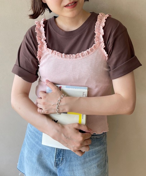 LOWRYS FARM（ローリーズファーム）の「ランジェリープリプリキャミ  971599（キャミソール・レディース・ホワイト/ピンク/ブラック・FREE）」の11枚目の写真