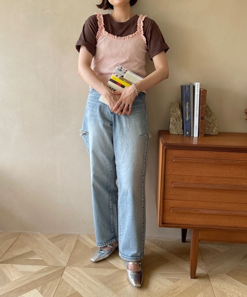 LOWRYS FARM（ローリーズファーム）の「ランジェリープリプリキャミ  971599（キャミソール・レディース・ホワイト/ピンク/ブラック・FREE）」の12枚目の写真