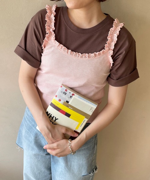 LOWRYS FARM（ローリーズファーム）の「ランジェリープリプリキャミ  971599（キャミソール・レディース・ホワイト/ピンク/ブラック・FREE）」の9枚目の写真