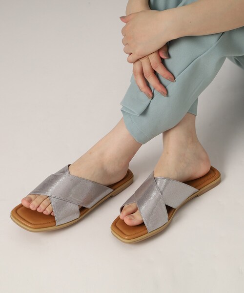 ESPERANZA（エスペランサ）の「◆クロスアッパーフラットサンダル【ESPERANZA_blanca】（サンダル・レディース・ブラック/シルバー・L/M）」の12枚目の写真