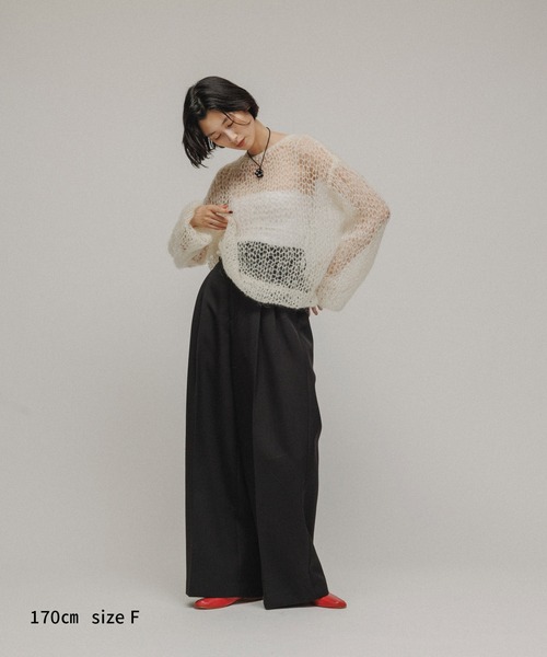 M TO R（ムウトアール）の「［TOPS］MOHAIR FISHNET HAND KNIT（ニット/セーター・レディース・イエロー/ネイビー/グレー/オフホワイト・FREE）」の10枚目の写真