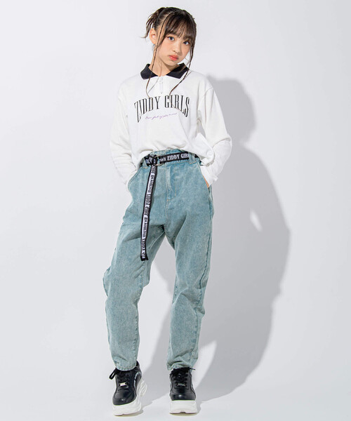 ZIDDY(ジディ)の「【 ニコ☆プチ 掲載 】襟付きショート丈ロゴTシャツ(130~160cm)(Tシャツ/カットソー・キッズ・グリーン/ホワイト・130cm/160cm/140cm/150cm)」の10枚目の写真