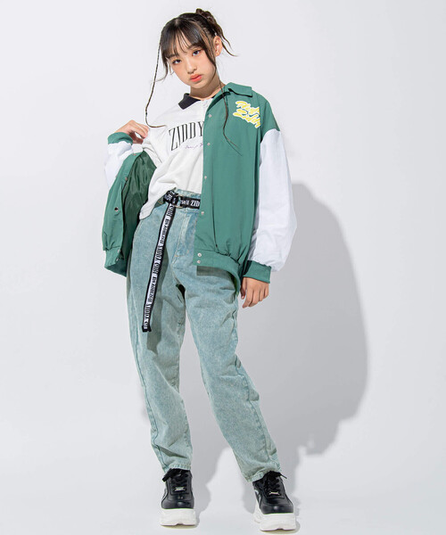 ZIDDY(ジディ)の「【 ニコ☆プチ 掲載 】襟付きショート丈ロゴTシャツ(130~160cm)(Tシャツ/カットソー・キッズ・グリーン/ホワイト・130cm/160cm/140cm/150cm)」の13枚目の写真