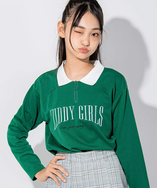 ZIDDY(ジディ)の「【 ニコ☆プチ 掲載 】襟付きショート丈ロゴTシャツ(130~160cm)(Tシャツ/カットソー・キッズ・グリーン/ホワイト・130cm/160cm/140cm/150cm)」の20枚目の写真