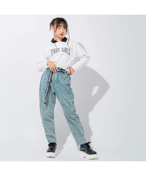 ZIDDY(ジディ)の「【 ニコ☆プチ 掲載 】襟付きショート丈ロゴTシャツ(130~160cm)(Tシャツ/カットソー・キッズ・グリーン/ホワイト・130cm/160cm/140cm/150cm)」の3枚目の写真