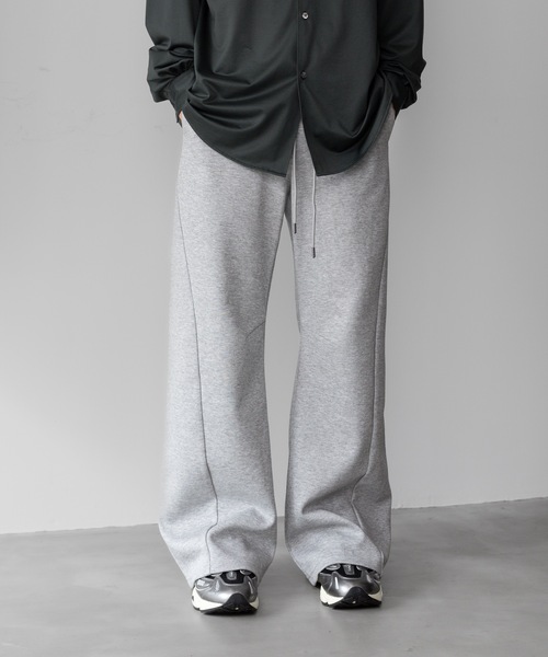 セール】CO/PE ダブルニット スリーディメンショナル ワイドパンツ/ CO