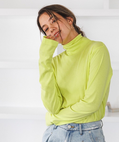 BAYFLOW（ベイフロー）の「ハイネックプルオーバー（Tシャツ/カットソー・レディース・ブラック/オフホワイト/セージグリーン・SMALL/MEDIUM）」の3枚目の写真