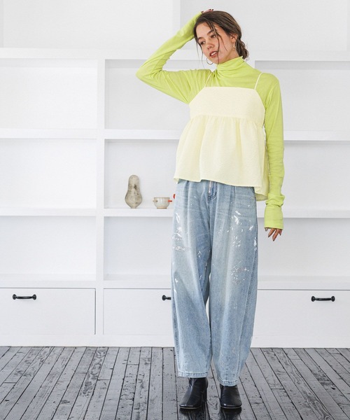 BAYFLOW（ベイフロー）の「ハイネックプルオーバー（Tシャツ/カットソー・レディース・ブラック/オフホワイト/セージグリーン・SMALL/MEDIUM）」の5枚目の写真