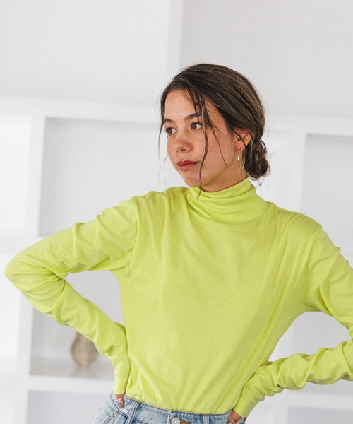 BAYFLOW（ベイフロー）の「ハイネックプルオーバー（Tシャツ/カットソー・レディース・ブラック/オフホワイト/セージグリーン・SMALL/MEDIUM）」の6枚目の写真