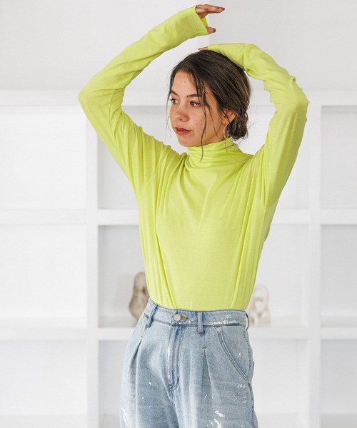 BAYFLOW（ベイフロー）の「ハイネックプルオーバー（Tシャツ/カットソー・レディース・ブラック/オフホワイト/セージグリーン・SMALL/MEDIUM）」の9枚目の写真