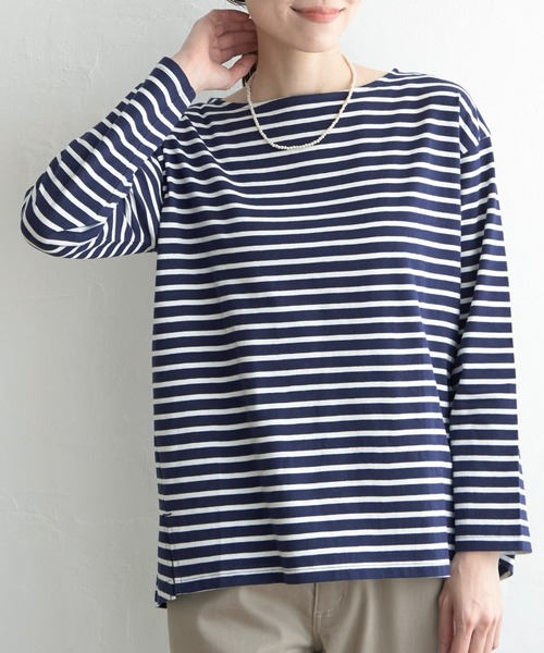 ikka(イッカ)の「コットンUSA長袖Tシャツ(Tシャツ/カットソー・レディース・チャコールグレー/グリーン/ネイビー/ブラック/オフホワイト・L/S/M)」の2枚目の写真