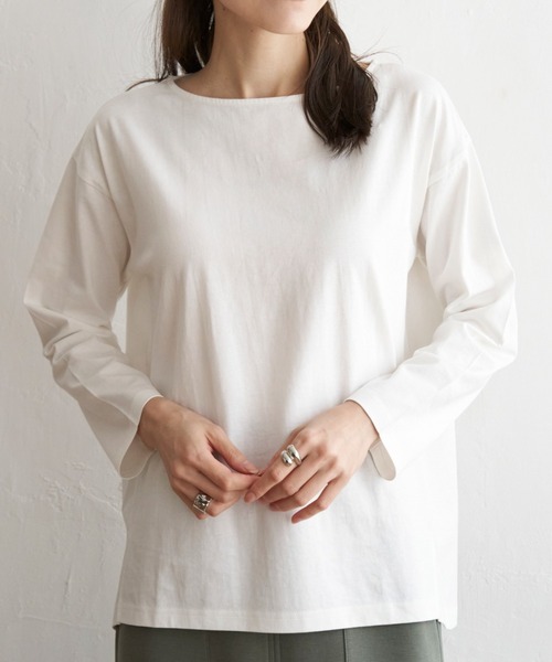 ikka(イッカ)の「コットンUSA長袖Tシャツ(Tシャツ/カットソー・レディース・チャコールグレー/グリーン/ネイビー/ブラック/オフホワイト・L/S/M)」の3枚目の写真