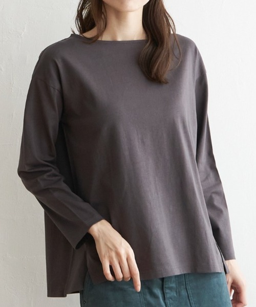 ikka(イッカ)の「コットンUSA長袖Tシャツ(Tシャツ/カットソー・レディース・チャコールグレー/グリーン/ネイビー/ブラック/オフホワイト・L/S/M)」の4枚目の写真