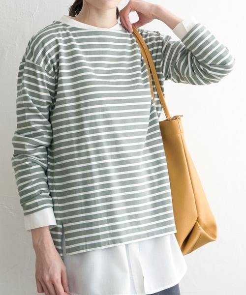ikka(イッカ)の「コットンUSA長袖Tシャツ(Tシャツ/カットソー・レディース・チャコールグレー/グリーン/ネイビー/ブラック/オフホワイト・L/S/M)」の5枚目の写真