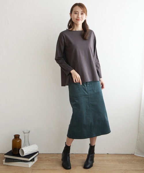 ikka(イッカ)の「コットンUSA長袖Tシャツ(Tシャツ/カットソー・レディース・チャコールグレー/グリーン/ネイビー/ブラック/オフホワイト・L/S/M)」の11枚目の写真