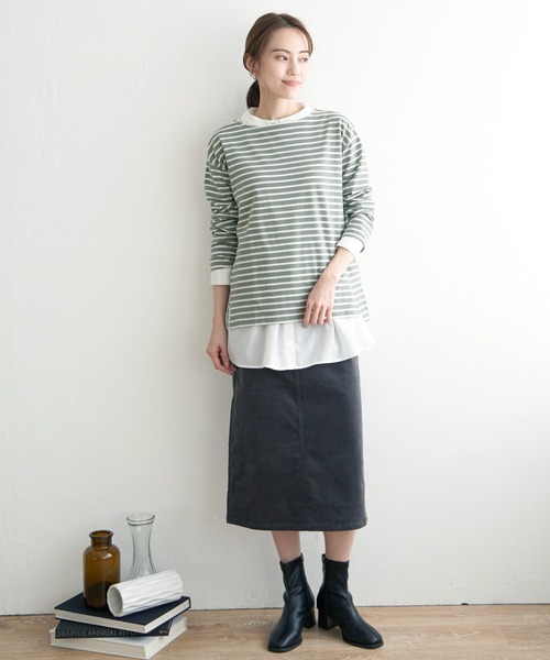 ikka(イッカ)の「コットンUSA長袖Tシャツ(Tシャツ/カットソー・レディース・チャコールグレー/グリーン/ネイビー/ブラック/オフホワイト・L/S/M)」の12枚目の写真