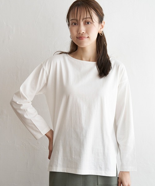 ikka(イッカ)の「コットンUSA長袖Tシャツ(Tシャツ/カットソー・レディース・チャコールグレー/グリーン/ネイビー/ブラック/オフホワイト・L/S/M)」の16枚目の写真