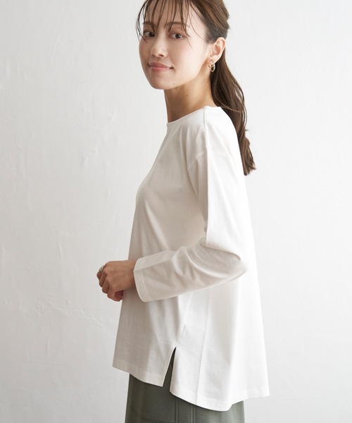 ikka(イッカ)の「コットンUSA長袖Tシャツ(Tシャツ/カットソー・レディース・チャコールグレー/グリーン/ネイビー/ブラック/オフホワイト・L/S/M)」の17枚目の写真