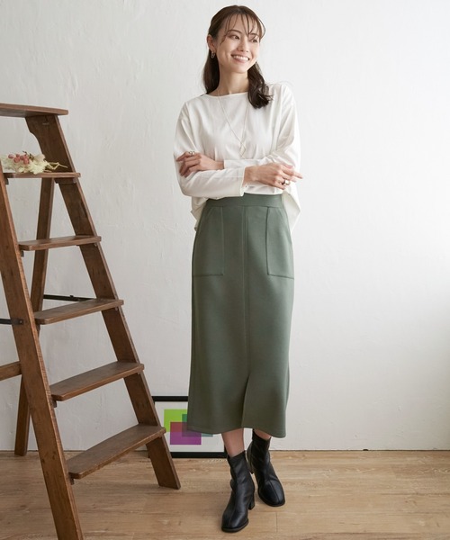 ikka(イッカ)の「コットンUSA長袖Tシャツ(Tシャツ/カットソー・レディース・チャコールグレー/グリーン/ネイビー/ブラック/オフホワイト・L/S/M)」の7枚目の写真