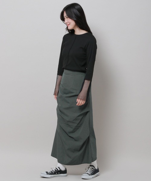 3.3 Field Trip (3.3フィールドトリップ)の「3.3 Field Trip/サイドシャーリングスカート 2978695(スカート・レディース・チャコール/ブラック・FREE)」の13枚目の写真