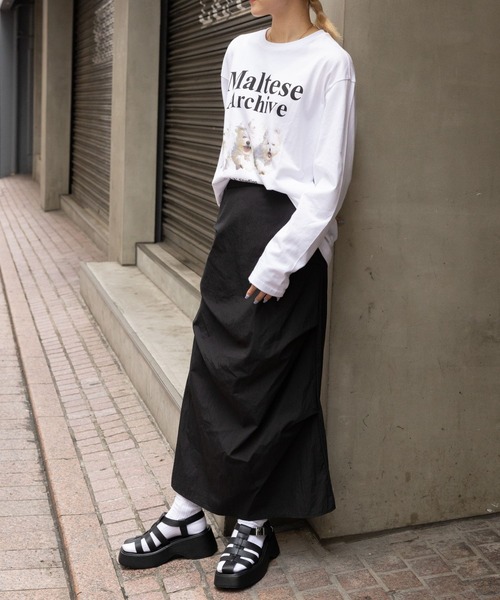 3.3 Field Trip (3.3フィールドトリップ)の「3.3 Field Trip/サイドシャーリングスカート 2978695(スカート・レディース・チャコール/ブラック・FREE)」の3枚目の写真