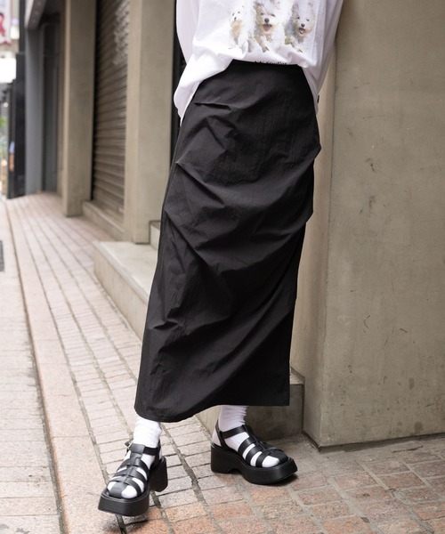 3.3 Field Trip (3.3フィールドトリップ)の「3.3 Field Trip/サイドシャーリングスカート 2978695(スカート・レディース・チャコール/ブラック・FREE)」の5枚目の写真