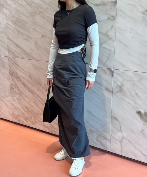 3.3 Field Trip (3.3フィールドトリップ)の「3.3 Field Trip/サイドシャーリングスカート 2978695(スカート・レディース・チャコール/ブラック・FREE)」の8枚目の写真