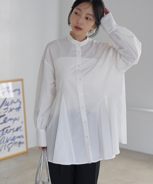 VIS（ビス）の「【洗える・シワが取れやすい】美easyフレアシャツ（シャツ/ブラウス・レディース・サックスブルー/ブルー系その他6/ブルー系その他/ホワイト・FREE）」の5枚目の写真