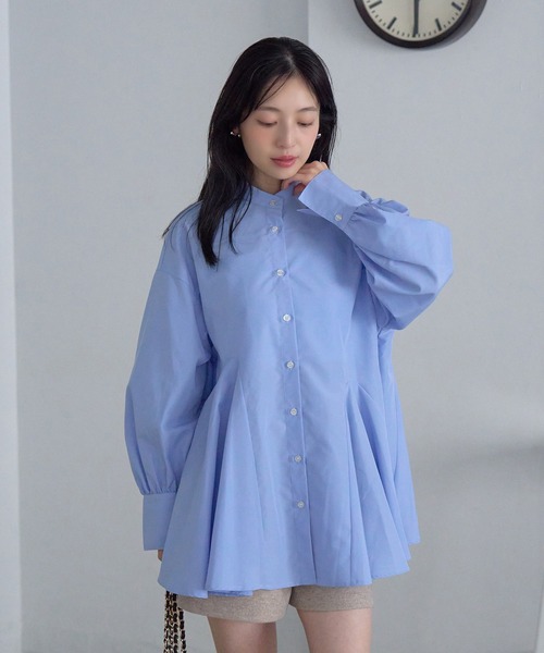 VIS（ビス）の「【洗える・シワが取れやすい】美easyフレアシャツ（シャツ/ブラウス・レディース・サックスブルー/ブルー系その他6/ブルー系その他/ホワイト・FREE）」の15枚目の写真