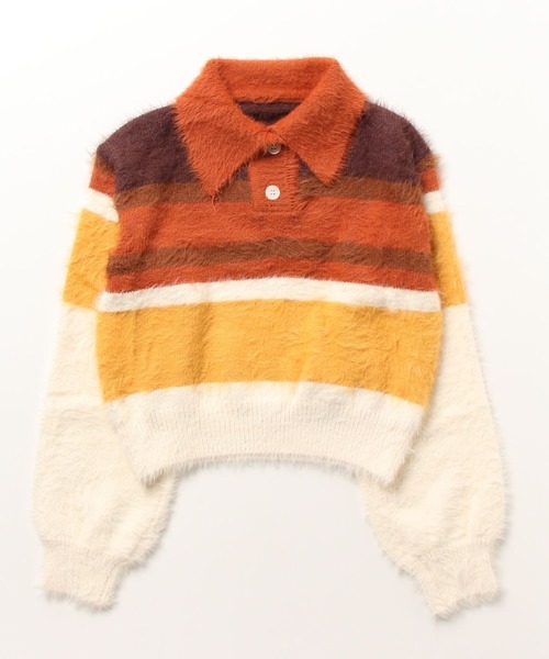 POLO襟ショートボーダーニット（ニット/セーター）｜LYEON