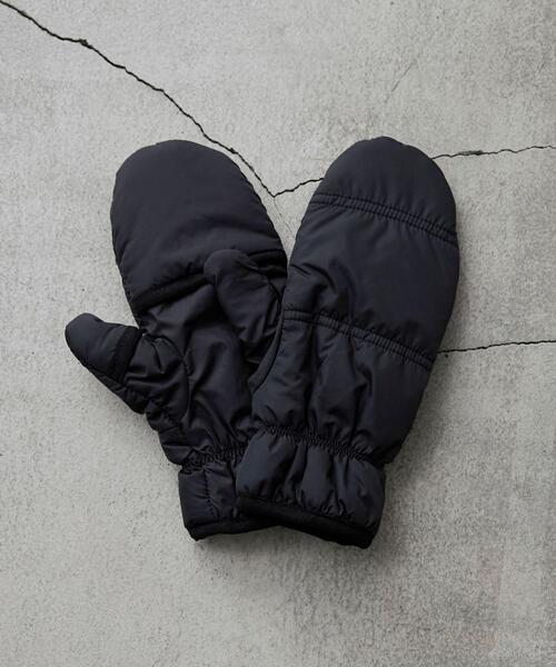 coen（コーエン）の「パディングカラーミトン／中綿入り手袋（手袋・メンズ・ブラック/ベージュ/オレンジ・FREE）」の2枚目の写真