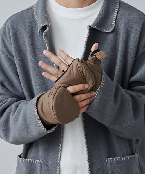 coen（コーエン）の「パディングカラーミトン／中綿入り手袋（手袋・メンズ・ブラック/ベージュ/オレンジ・FREE）」の7枚目の写真