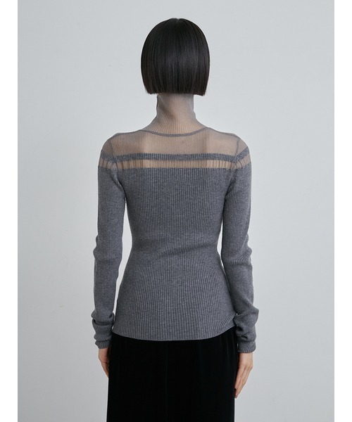 MIESROHE（ミースロエ）の「washableシアーRIB切り替えニットTOPS（ニット/セーター・レディース・グレー/ホワイト/ブラック・FREE）」の13枚目の写真