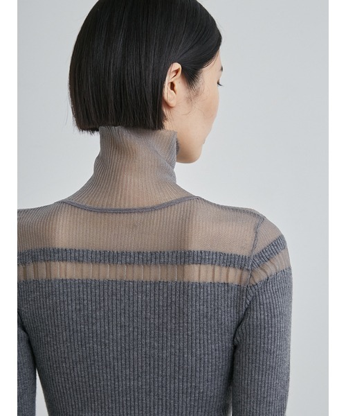 MIESROHE（ミースロエ）の「washableシアーRIB切り替えニットTOPS（ニット/セーター・レディース・グレー/ホワイト/ブラック・FREE）」の18枚目の写真