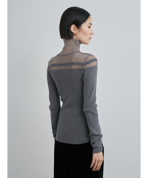 MIESROHE（ミースロエ）の「washableシアーRIB切り替えニットTOPS（ニット/セーター・レディース・グレー/ホワイト/ブラック・FREE）」の21枚目の写真