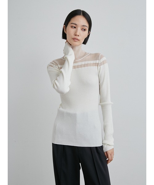 MIESROHE（ミースロエ）の「washableシアーRIB切り替えニットTOPS（ニット/セーター・レディース・グレー/ホワイト/ブラック・FREE）」の22枚目の写真