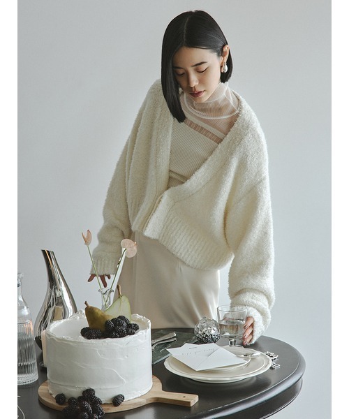 MIESROHE（ミースロエ）の「washableシアーRIB切り替えニットTOPS（ニット/セーター・レディース・グレー/ホワイト/ブラック・FREE）」の6枚目の写真