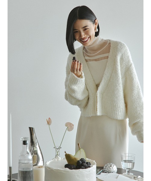 MIESROHE（ミースロエ）の「washableシアーRIB切り替えニットTOPS（ニット/セーター・レディース・グレー/ホワイト/ブラック・FREE）」の5枚目の写真