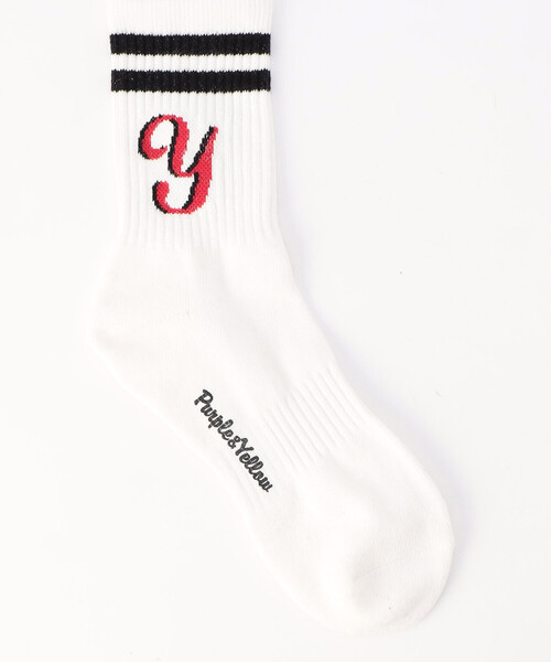 Purple&Yellow(パープルアンドイエロー)の「2本ラインロゴショートソックス(ソックス/靴下・メンズ・レッド/ブラック/ホワイト・27.0cm)」の2枚目の写真