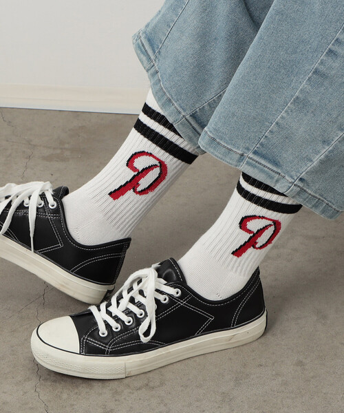 Purple&Yellow(パープルアンドイエロー)の「2本ラインロゴショートソックス(ソックス/靴下・メンズ・レッド/ブラック/ホワイト・27.0cm)」の7枚目の写真