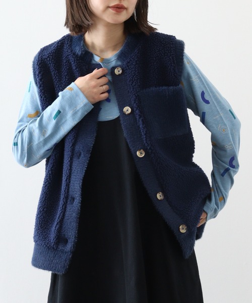 Emago(イマゴ)の「EMAGO 朝食総柄プリントロングスリーブ(Tシャツ/カットソー・レディース・マスタード/アイボリー/ブルー/ブラック・FREE)」の1枚目の写真