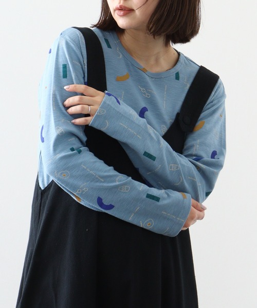 tシャツ EMAGO 朝食総柄プリントロングスリーブ レディース 楽天市場】朝食総柄プリントロングスリーブ レディース トップス