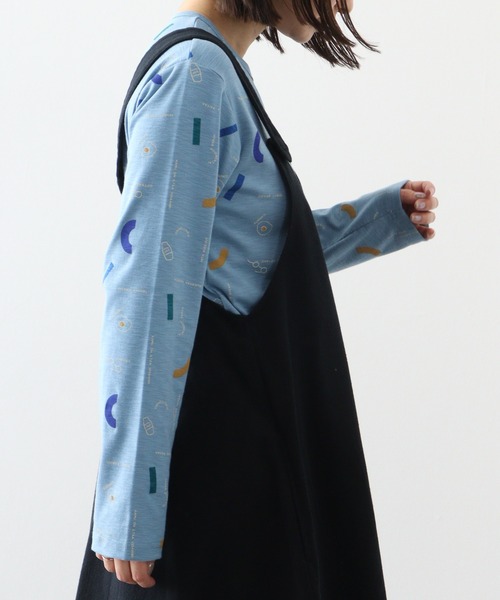Emago(イマゴ)の「EMAGO 朝食総柄プリントロングスリーブ(Tシャツ/カットソー・レディース・マスタード/アイボリー/ブルー/ブラック・FREE)」の16枚目の写真
