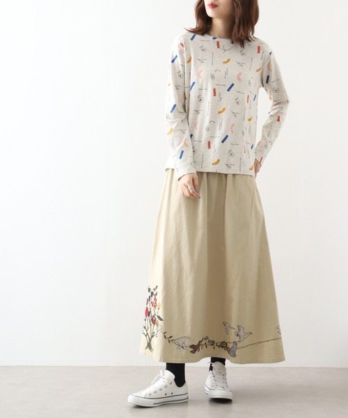 tシャツ EMAGO 朝食総柄プリントロングスリーブ レディース 楽天市場】朝食総柄プリントロングスリーブ レディース トップス