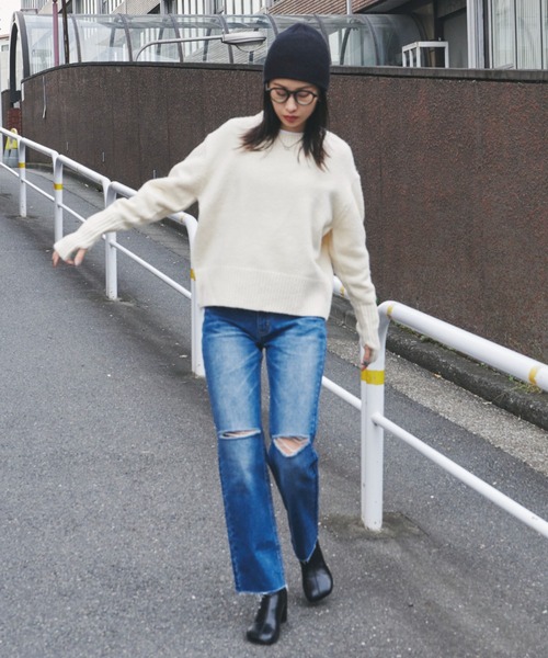 Auntie Rosa Holiday（アンティローザホリデー）の「フィンガーホールクルーネックニット（ニット/セーター・レディース・グレー/アイボリー/ブラウン/レッド/オレンジ/グリーン/ライトグリーン・FREE）」の15枚目の写真