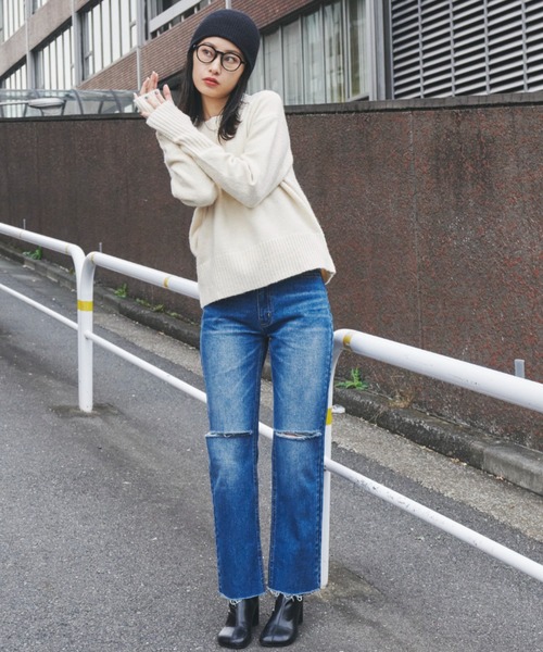 Auntie Rosa Holiday（アンティローザホリデー）の「フィンガーホールクルーネックニット（ニット/セーター・レディース・グレー/アイボリー/ブラウン/レッド/オレンジ/グリーン/ライトグリーン・FREE）」の18枚目の写真