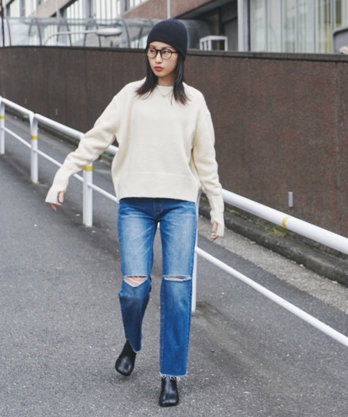 Auntie Rosa Holiday（アンティローザホリデー）の「フィンガーホールクルーネックニット（ニット/セーター・レディース・グレー/アイボリー/ブラウン/レッド/オレンジ/グリーン/ライトグリーン・FREE）」の16枚目の写真