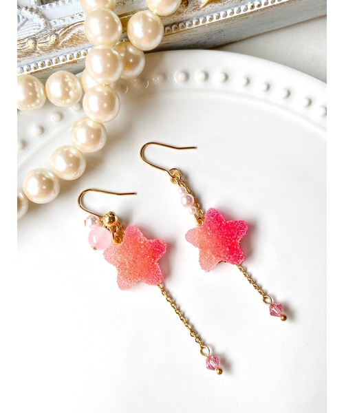 tone(トーン)の「【MUURABBTI】お菓子の星の可愛いピアス(MA)(ピアス(両耳用)・レディース・パープル/ピンク/イエロー/ブルー・FREE)」の2枚目の写真